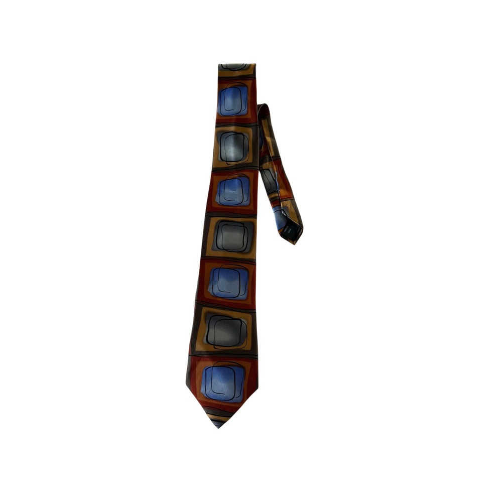 J. Garcia Tennis Shoe Escape Silk Tie Geometric Blue Brown Collection 57